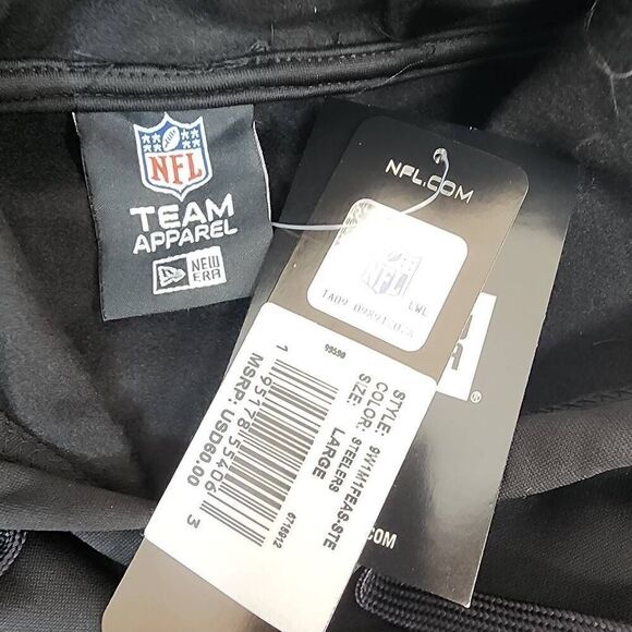 New Era Size large NFL Men's Team Color Safety Performance Fleece Hoodie Black N - Picture 5 of 7